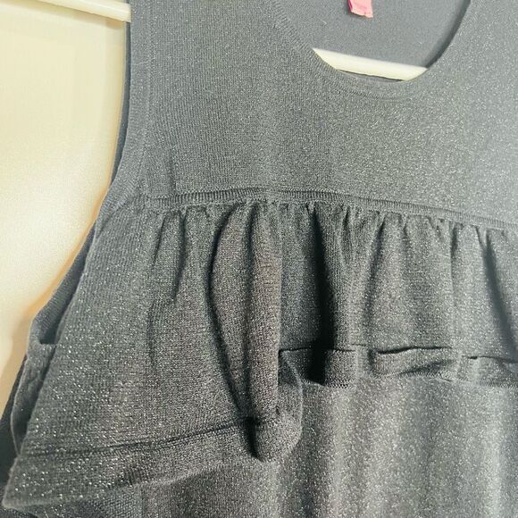 Lilly Pulitzer Black Sparkle Long Sleeve Cold Shoulder Shirt Top - Picture 4 of 7